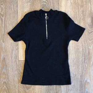 Pull&Bear crop top, black, XS with zipper